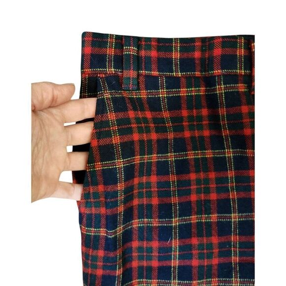 Vintage 70s Plaid Straight Pants Mens Size 36 x 30 Red Wool Golf - Picture 3 of 5